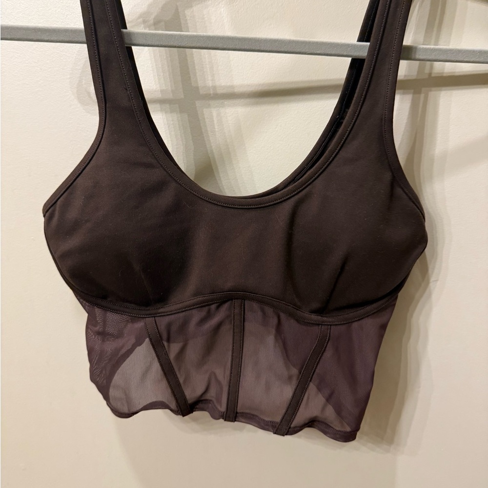 ALO Yoga Brown Mesh Tank Top Corset Crop